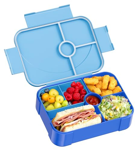LEIKEEGO Brotdose Kinder mit Fächern Auslaufsicher Lunchbox Kinder Brotdose Kinder für Mädchen & Jungen, Jausenbox Kinder für Kindergarten & Schule (Blau)