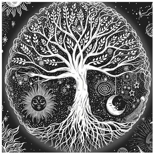 Paopaoldm Indische Versender Lebensbaum-Altartuch, Tischdecke, Lebensbäume, rituelles spirituelles Tuch für Tarot-Tischdecke, 50/75 cm, Altartischdecke für spirituelle Baumwolle