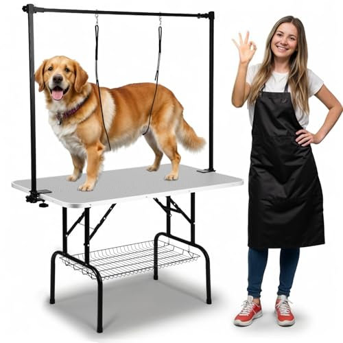 Hund/Haustier Grooming Tisch Faltbare Höhe Einstellbare Hund Trimming Tisch mit Arm Noose/Mesh Table (Silber)