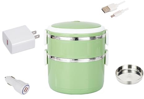 BoîTe à Lunch ChaufféE USB,USB BoîTe à Lunch Portable,USB Chauffage BoîTes à Lunch,Chauffage à TempéRature Constante de 55 DegréS pour les Personnes en Voiture et au Bureau avec DéJ(Size:Double étage)