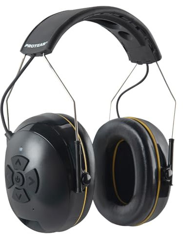 PROTEAR Bluetooth earguard avec microphone protection auditive sans fil réduction du bruit casque signal à bruit 30db (noir et jaune) pour tonte de pelouse, travail du bois, environnement bruyant