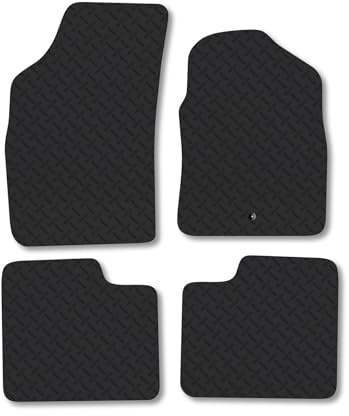 Fiat 500 (2007-2012) Heavy Duty Thick Rubber Car Mats Accessories Tailored Fit Front Rear Set Compatible Accessory Waterproof Durable Non-Slip 5mm Full Coverage Protection with Clips