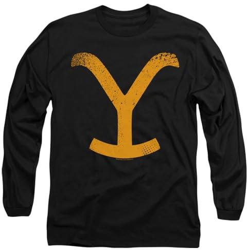 Yellowstone Large Brand Mens Long Sleeve T Shirt, Black, Large