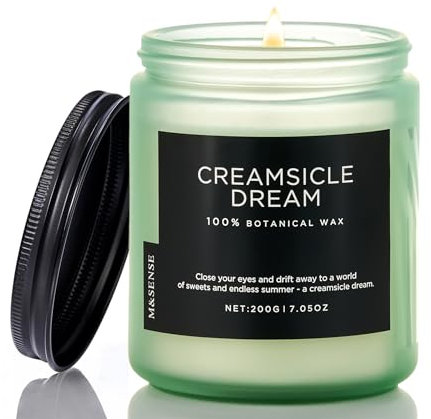 M&SENSE Orange Creamsicle Duftkerze (200g, 50h) – 2-Docht Cremiger Zitrusduft – Natürliche Sojawachs-Kerze – Wohnparfüm für Einzug & Jubiläum