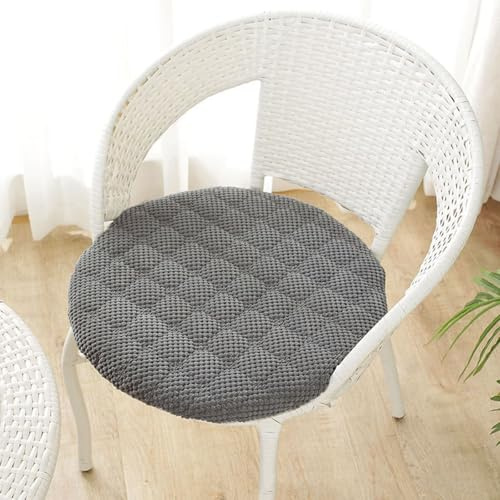 Sitzkissen Rund 30cm, Weiche Stuhlkissen 2er set mit Rutschfest Waschbar Cordstoff Sitzauflage Stuhl mit Reißverschluss, Sitzpolster Stuhlauflage für Indoor Esszimmer Küche Outdoor Garten, Dunkelgrau