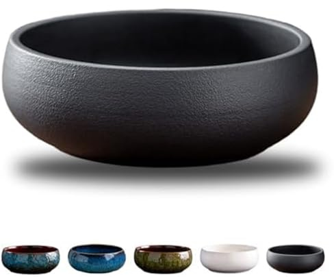 OWSEN Maceta de loto, cuencos de loto para plantar en agua en interiores, cuenco de bonsái, semillas de flor de loto, cuenco redondo de loto, cuenco de cerámica para plantas suculentas, diseño a