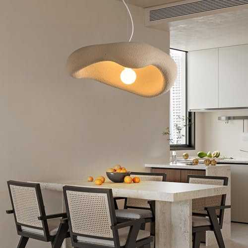 AIAO Hängelampe Wabi Sabi Stil Polystyrol Pendelleuchte Retro Japanischer Esszimmer Lampen For Küchenlampe Schlafzimmer E27 Nordic Hängelampe Esstisch Nachttisch Hängeleuchte(Bracken Brown,40CM)