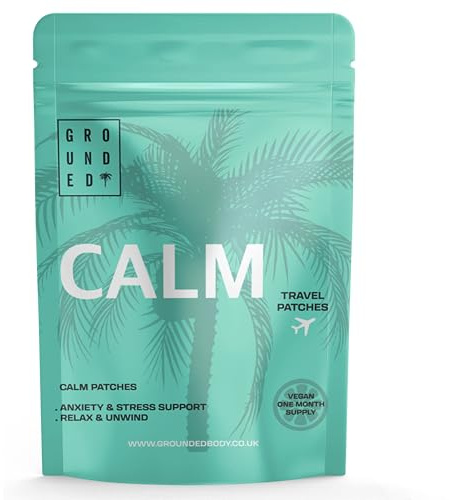 Grounded Calm Travel Patches | 11 Premium Ingredients | Relax, Unwind, De-Stress | Perfect for Flying | Plant Based Calming Formula | x30 Vegan Friendly Patches | UK Made