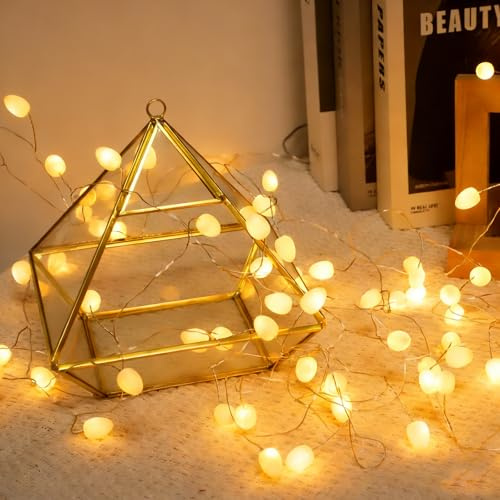 LED Lichterkette 3M 40 LEDs Batterie Lichterketten mit Timer Warmweiß | Kleine Eiform Lichterketten für Hochzeit, Party, Weihnachten, Balkon Deko, Camping