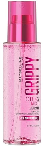 Maybelline New York Grippy Brume Fixation Maquillage 24H Niacinamide 100ml | Technologie Gel-to-Mist, 2% Niacinamide, Sans transfert, Illumine le teint, Tous types de peaux