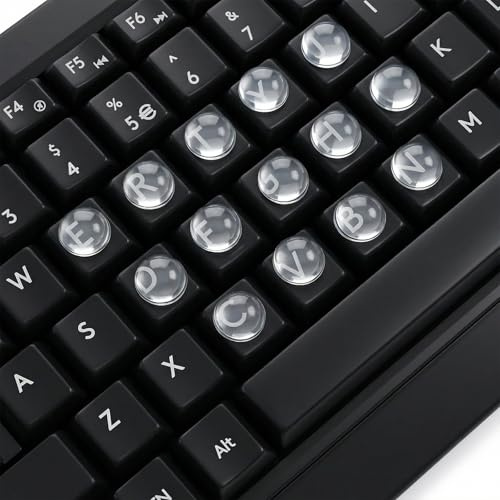 64 STK Tastatur Aufkleber Für Lange Nägel, Transparente Glas Tastaturkappen Keyboard Stickers Erhabene Tastaturaufkleber Zum Tippen Mit Langen Nägeln, Universell Für Die Meisten Laptops, PC-Tastat