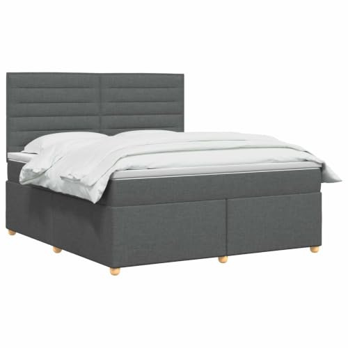 vidaXL Boxspringbett mit Matratze Dunkelgrau 160 x 200 cm Stoff