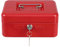 Amig - Cassaforte | Cassetta di sicurezza per denaro, banconote e monete | Con vassoio portamonete e 2 chiavi | Acciaio | Colore: Rosso | 200 x 160 x 70 mm
