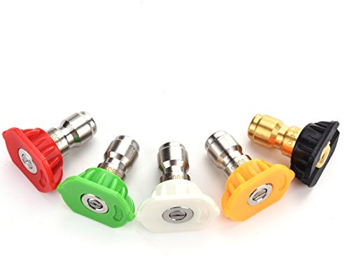 Tool Daily Pressure Washer Spray Nozzle Tips Multiple Degrees, 1/4 inch 5-Pack (2.5 GPM)