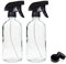 UMISKAM 2 Pcs Empty Glass Spray Bottles Refillable Container for Essential Oils,Cleaning- Durable Trigger Sprayer with Mist Stream Settings (2 * 500ML, Clear)