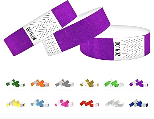 Bracelets d'identification Tyvek 19 mm, 1000 pièces, Bracelets événementiels (Violet, 1000 Pack)