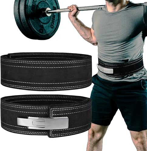 Hawk Sports Cinturón de levantamiento de pesas para hombres y mujeres, cinturón de palanca de 10 mm x 4 pulgadas para culturismo con pesas pesadas, cinturón de gimnasio de cuero genuino para