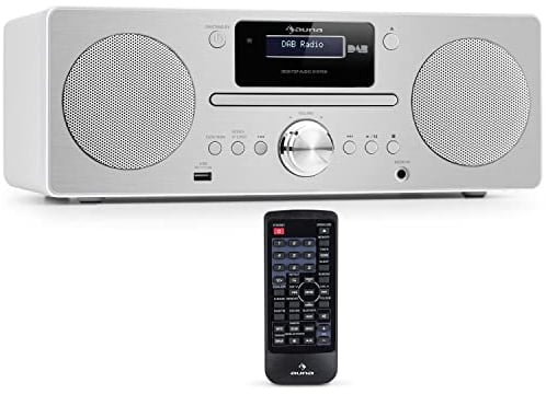 Auna Tragbares Radio mit CD Player, DAB Plus mit Bluetooth, DAB/DAB+/FM , Küchenradio mit LCD Display, MP3, USB-Anschluss, Digitalradio Klein, mit Wecker & Fernbedienung