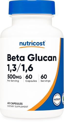 Beta Glucan 1,3/1,6, 500 mg, 60 Capsules, Nutricost | Gluten-Free & GMO-Free