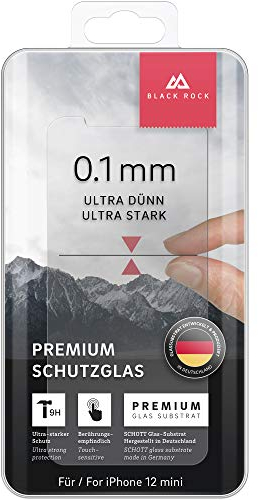 Black Rock - Panzerglas Glass Screen Protector 0,1 mm 9H passend für Apple iPhone 12 mini I Schutzfolie, Displayschutz, Screen Protector (Transparent)