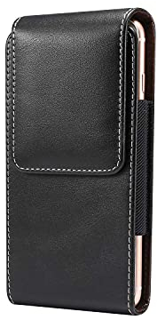 EXFEA Vertikal Gürteltasche Holster Gürtel Hülle Echt Ledertasche für iPhone 11, Samsung Galaxy S20, Xiaomi Mi 9T Note 10 Lite Redmi 8A