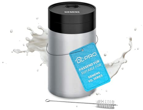 DL-pro Milchbehälter 0,5L isoliert passend für Siemens EQ. Kaffeevollautomaten TZ80009N TZ80009 mit Reinigungsbürste