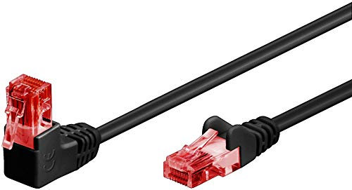 Goobay 51515 Cat 6 Câble de Brassage 90 degrés Mâle réseau Ethernet, Playstation, Xbox, Câble LAN, DSL, U/UTP, RJ45 Mâle Noir 1 m