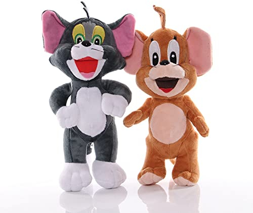 2 Stück Tom Cat Plüsch Jerry Mouse Kawaii weiche Stoffpuppe Cartoon Tiere Katze Plüsch für Kinder Geschenke