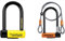 Kryptonite New York FAHGETTABOUDIT Lock - Yellow, Mini & Evolution Mini-7 Lock with Flex Cable and Bracket - Orange, 7-Inch