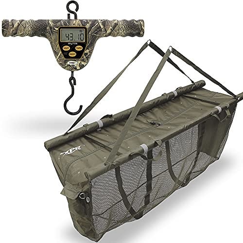NGT XPR Schwimmende Wiegeschlinge, Karpfenangeln Zubehör, Stinktasche mit digitaler 50 kg LCD-Waage in T-Form