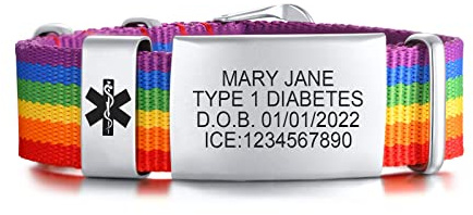 XUANPAI Kostenlose personalisierte medizinische ID-Armbänder für Männer und Frauen, personalisiertes Namens-Identifikationsarmband, verstellbares Nylon-Uhrenarmband, SOS-Notfallschmuck