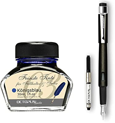 Diplomat Magnum Rabenschwarz Füllhalter-Set, Füllfederhalter im Set mit Schreibtinte und Konverter, Schreibset