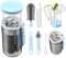 6 in 1 Reise Flaschenbürsten Set Baby Flaschenbürste Silikon, Baby Flaschen Trockengestell Babyflaschen Nippel Bürste, Flaschenreiniger für Unterwegs, Strohhalm Reinigungsbürste, Seifenspender, Blau