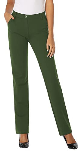 Tapata Damen 71cm/76cm/81cm/86cm Gerade Stretch-Hose mit Taschen Für Büro Geschäft Alltag, Tall/Lang/Regulär/Petite Hose 81cm, Olive, L