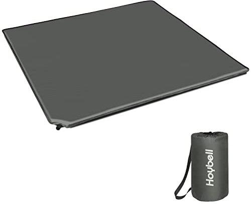 Hoybell Babymatte, kompatibel mit Laufstall, 127 x 127 cm, selbstaufblasende Matratze mit Tragetasche, tragbar und bequem, Dunkelgrau