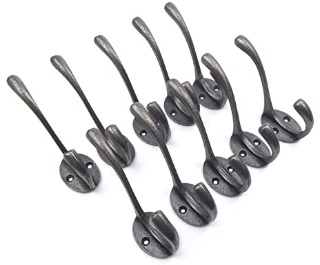 Cast Iron Victorian School House Style Hat and Coat Hook - Pack of 10