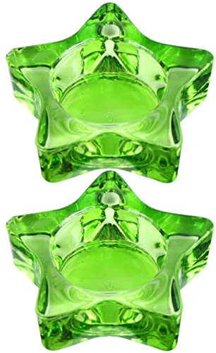 2-teiliger Kerzenständer Aus Glas Mit Stern-Pentagramm-Design Romantische Wohndekoration Hitzebeständig Für Wohnzimmer Schlafzimmer Badezimmer