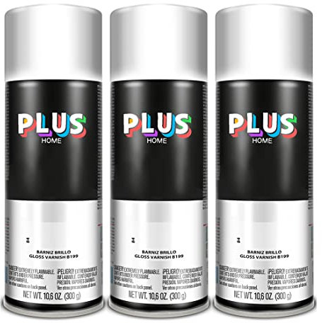 Pintura Spray 520cc para pintar todo tipo de super cies: madera, metal, cartón, tela, piedra, bra de vidrio, plásticos rígidos, etc para bricolaje y DIY.Barniz Brillo (Ral:B199)(Paquete de 3 )