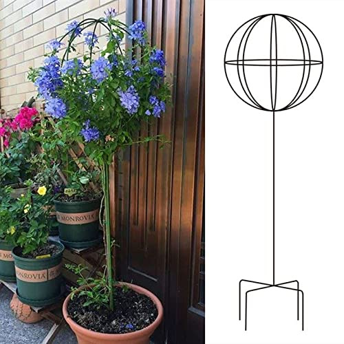 Lollipop Shaped Climbing Frame For Plants,Iron Spherical Garden Pot,40x155cm,Ideal For Growing Clematis,Windmill Jasmine And Moonflowers,Black/white,Easy To Install (Color : Nero, Size : 35 * 130cm)