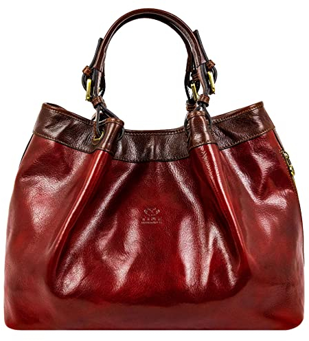 Time Resistance Schultertasche Damen - Handtasche aus Leder - Made in Italy - Damenhandtasche - Tragetasche - Businesstasche - Tasche für Damen