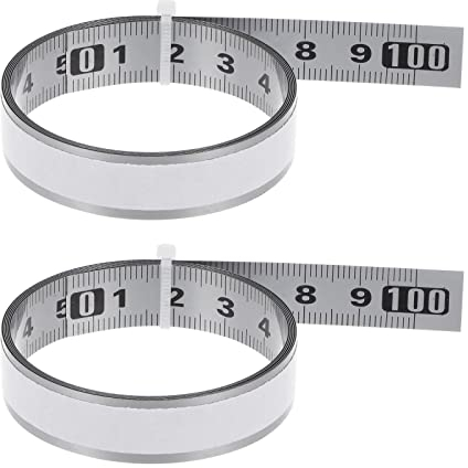 sourcing map 2 Stück Selbstklebende Maßband 100cm Metrische Edelstahl Links-Nach-Rechts Verbreitert Metall Klebrige Stahl Werkbank Lineal
