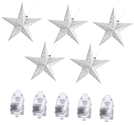 Housoutil 1 Satz Pentagramm- Stern-hängeleuchte Sternennacht Lampenschirm Weihnachtsstern Lampenschirm Glitzerstern Heller Schatten Partyzubehör Papier 3d Partybedarf Hängend