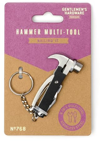 Gentlemen's Hardware Hammer Mini Multifunktionswerkzeug aus Edelstahl, Größe: 7x1,1x3,4 cm, GEN768UK