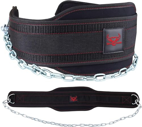 BEAST RAGE Gewichthebergürtel, Leder, strapazierfähig, Fitnessstudio, Bodybuilding, Workout, Training, Gewichthebergürtel, 10 verstellbare Löcher, 10,2 cm, gepolsterte (Rot Dip, Einheitsgröße)