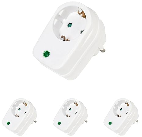 Vivanco Überspannungsschutzadapter mit Kindersicherung, TÜV und GS geprüft, Weiss, 1fach (Packung mit 4)