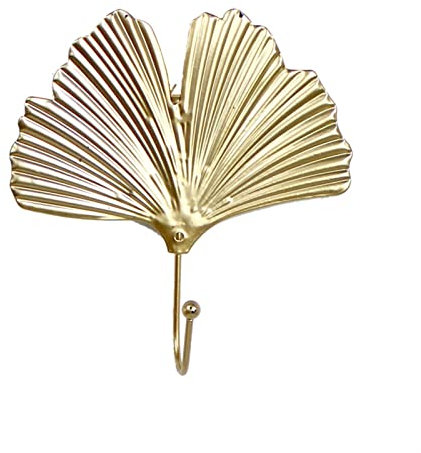 WolFum Kleiderständer Aufbewahrungsbänke Gold/Grün Hängendes Lagerregal Blatt Schmiedeeisen Haken Wandhalter Kreative Blattform Nordischer Stil Home Badezimmer Dekoration Wandgarderobe (Farbe: 4)