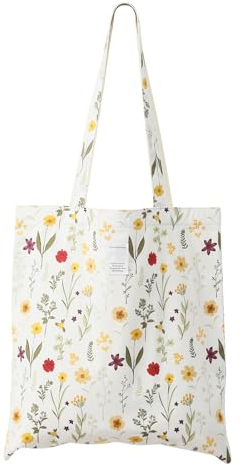Dizdvizd Tote Bag, Canvas Shopper Tasche Floraler Druck Umhängetasche Handtasche Beuteltasche Stofftasche für Damen Mädchen, Arbeit Reisen Strand Dating Schule Alltag-Weiß