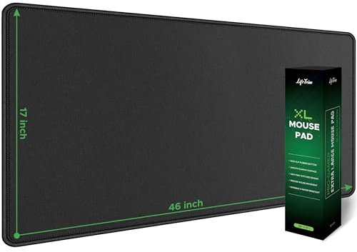 LifeTrim Grand Tapis de Souris de Jeu géant de 116,8 x 43,2 cm, Noir, 5 mm d'épaisseur, Extra Large, Extra Large