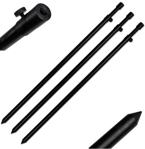 3 Stück Rutenhalter Bankstick Alu 40-70cm 19/16mm schwarz