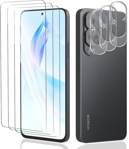 Teenrpov [3+3 Piezas Protector de Pantalla para Honor 90 Lite 5G, Cristal Templado para Honor 90 Lite 5G + Protector de Lente de Cámara, 9H Dureza Vidrio Templado para Honor 90 Lite 5G